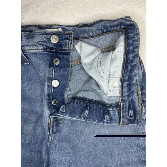 Levi’s Wedgie Straight Jeans Women 29 Medium Blue Wash High Rise Button Fly - Picture 3 of 10